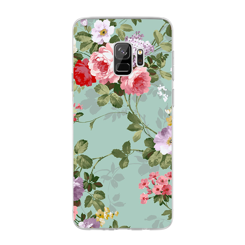 Retro Flowers Wallpaper - Samsung Galaxy S9 Carcasa Transparenta Silicon