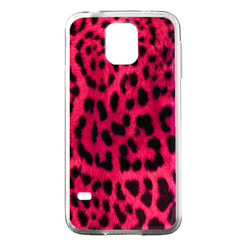 Pink Animal Print - Samsung Galaxy S5 Mini Carcasa Transparenta Silicon