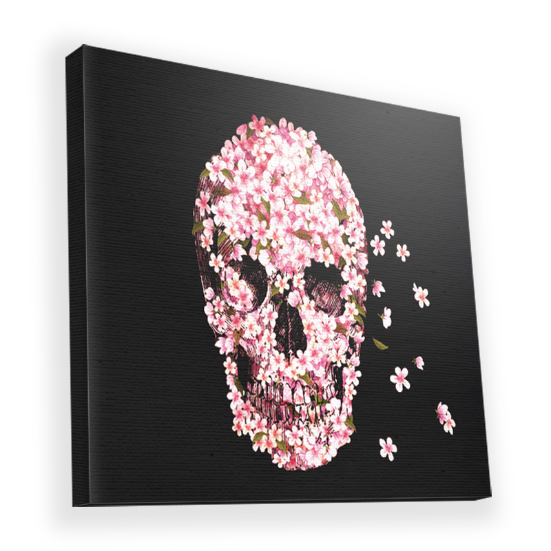 Cherry Blossom Skull - Canvas Art 90x90
