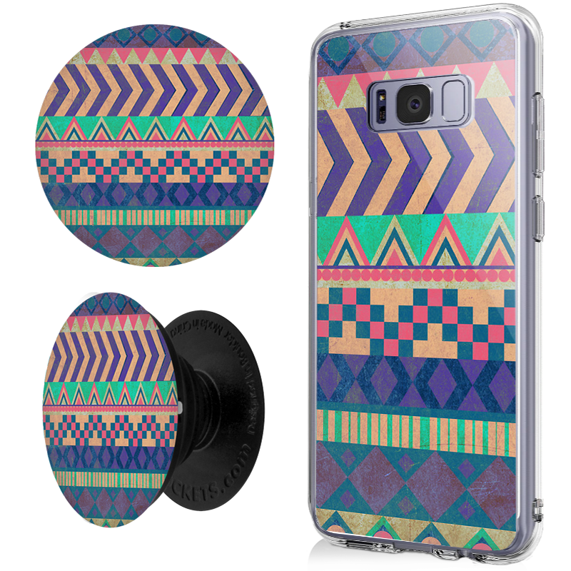 Combo Popsocket Tribal Pastel Popsocket & Skin folie protectie Samsung Galaxy S8