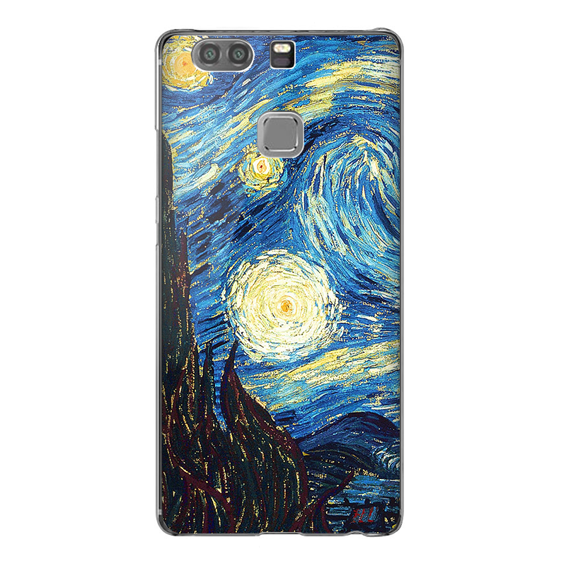 Van Gogh - Starry Night - Huawei P9 Carcasa Transparenta Silicon
