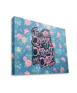 Queen of the Streets - Floral Blue - Canvas Art 35x30