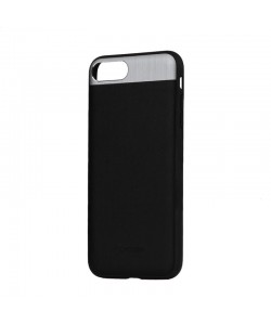 Vivid Leather Black - Comma iPhone 7 Plus / iPhone 8 Plus Carcasa (Piele naturala, aluminiu si margini flexibile)