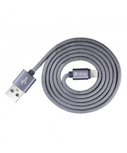 Cablu Lightning Devia Fashion MFI Gray (licenta Apple, 2m, impletitura textila)