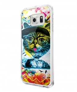 Hipster Meow - Samsung Galaxy S6 Carcasa Plastic Premium