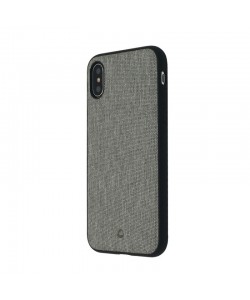 Occa Linen Car Gray - iPhone X Carcasa PC (margini flexibile, material textil, placuta metalica integrata)