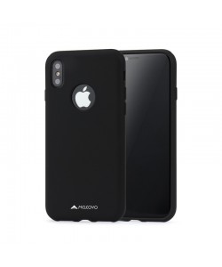 Meleovo Liquid Jacket - iPhone X Carcasa Silicon Negru (touch ultrasoft, catifelat)