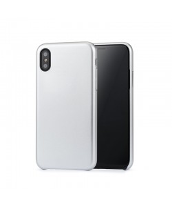 Meleovo Pure Gear II Silver - iPhone X Carcasa (culoare metalizata fina, interior piele intoarsa)