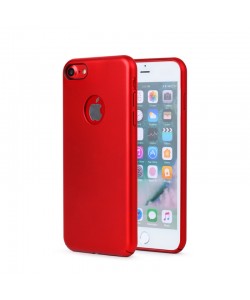 Meleovo 360 Shield - iPhone 8 Carcasa Plastic Rosu (culoare metalizata fina, captuseala din microfibra)