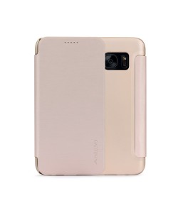 Meleovo Smart Flip Gold - Samsung Galaxy S7 Husa Flip (spate mat perlat si fata cu aspect metalic)