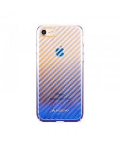  Meleovo Flash Carbon Red - iPhone 8 Carcasa Plastic (cu reflexii Albastre)
