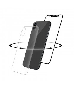 Folie Eiger Sticla 3D 360° Clear Black (0.33mm, 9H, curved, folie sticla spate inclusa) - iPhone X