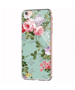 Retro Flowers Wallpaper - iPhone 6 Carcasa Transparenta Silicon
