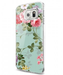 Retro Flowers Wallpaper - Samsung Galaxy S7 Edge Carcasa Silicon  