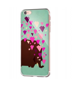 Elephant Love - iPhone 6 Carcasa Transparenta Silicon