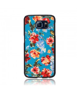 iKins Fabric Pattern Vintage Floral Sky Blue - Samsung Galaxy S6 Carcasa TPU + Textil