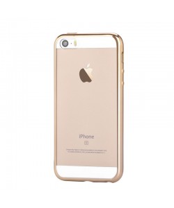 Glitter Soft Champagne Gold - Devia iPhone 5S/SE Carcasa Silicon (margini electroplacate)