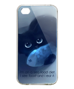 Sea Food - iPhone 4/4S Carcasa Alba/Transparenta Plastic