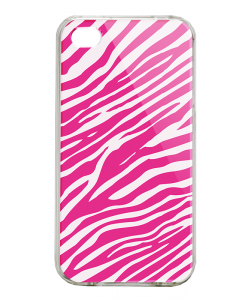 Pink Zebra - iPhone 4/4S Carcasa Alba/Transparenta Plastic