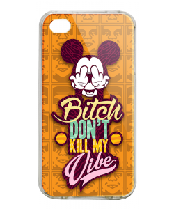 Bitch Don't Kill My Vibe - Obey - iPhone 4/4S Carcasa Alba/Transparenta Plastic