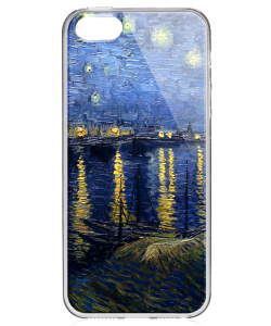 Van Gogh - Starryrhone - iPhone 5/5S Carcasa Transparenta Plastic