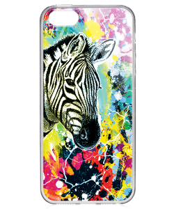 Zebra Splash - iPhone 5/5S/SE Carcasa Transparenta Silicon