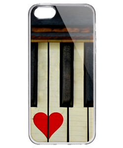 Piano Love - iPhone 5/5S Carcasa Transparenta Silicon
