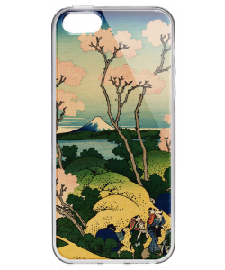 Hokusai - The Fuji from Gotenyama at Shinagawa on the Tokaido - iPhone 5/5S Carcasa Transparenta Silicon