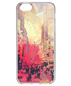New York Time Square - iPhone 5/5S/SE Carcasa Transparenta Silicon
