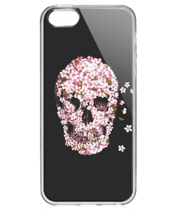 Cherry Blossom Skull - iPhone 5/5S/SE Carcasa Transparenta Silicon