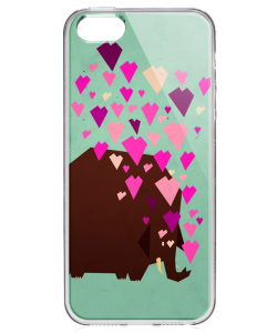 Elephant Love - iPhone 5/5S/SE Carcasa Transparenta Silicon