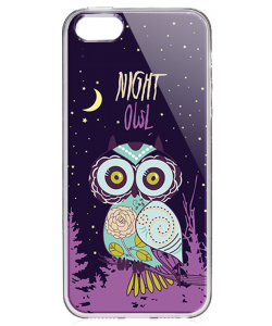 Night Owl - iPhone 5/5S/SE Carcasa Transparenta Silicon