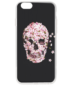 Cherry Blossom Skull - iPhone 6 Plus Carcasa Transparenta Silicon