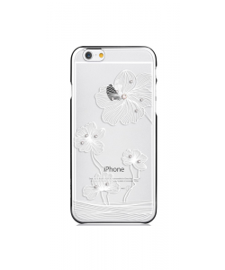 Crystal Flora Silver - Comma Carcasa iPhone 6/6S TPU (cu cristale si rama electroplacata)