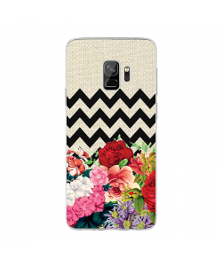 Floral Contrast - Samsung Galaxy S9 Carcasa Transparenta Silicon