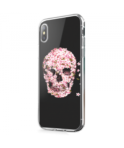 Cherry Blossom Skull - iPhone X Carcasa Transparenta Silicon