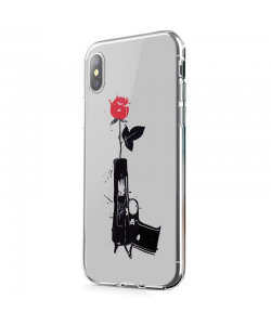 Flower Gun - iPhone X Carcasa Transparenta Silicon