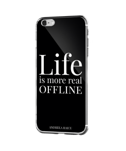 „Life is more real offline” - Negru - iPhone 6 Plus Carcasa Silicon Premium