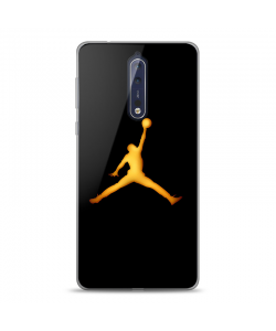 Golden Jordan Logo - Nokia 8 Carcasa Transparenta Silicon