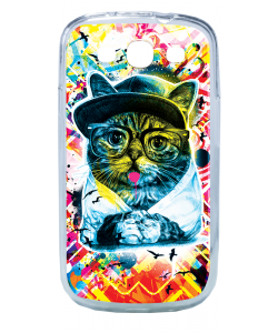 Hipster Meow - Samsung Galaxy S4 Carcasa Transparenta Silicon