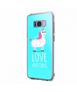 Love Unicorns - Samsung Galaxy S8 Carcasa Transparenta Silicon