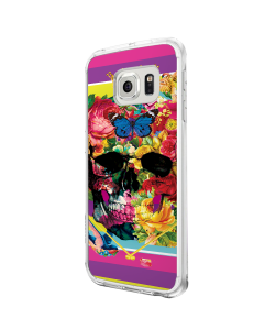 Floral Explosion Skull - Samsung Galaxy S6 Edge Carcasa Plastic Premium