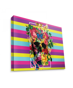 Floral Explosion Skull - Canvas Art 75x60