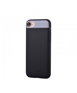 Vivid Leather Black - Comma iPhone 7 / iPhone 8 Carcasa (Piele naturala, aluminiu si margini flexibile)