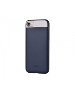 Vivid Leather Blue - Comma iPhone 7 / iPhone 8 Carcasa (Piele naturala, aluminiu si margini flexibile)