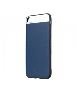 Vivid Leather Blue - Comma iPhone 7 Plus / iPhone 8 Plus Carcasa (Piele naturala, aluminiu si margini flexibile)