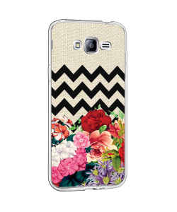 Floral Contrast - Samsung Galaxy J3 Carcasa Transparenta Silicon