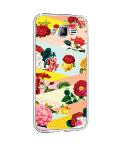 Flowers, Stripes & Dots - Samsung Galaxy J3 Carcasa Transparenta Silicon