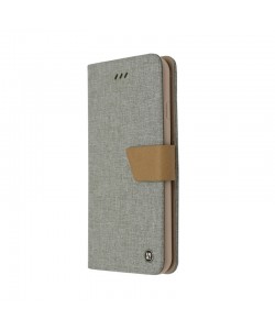  Just Must Linen Gray - Huawei P10 Husa Book (material textil cu silicon in interior)