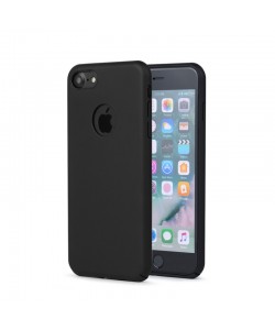 Meleovo 360 Shield - iPhone 8 Carcasa Plastic Negru (culoare metalizata fina, captuseala din microfibra)